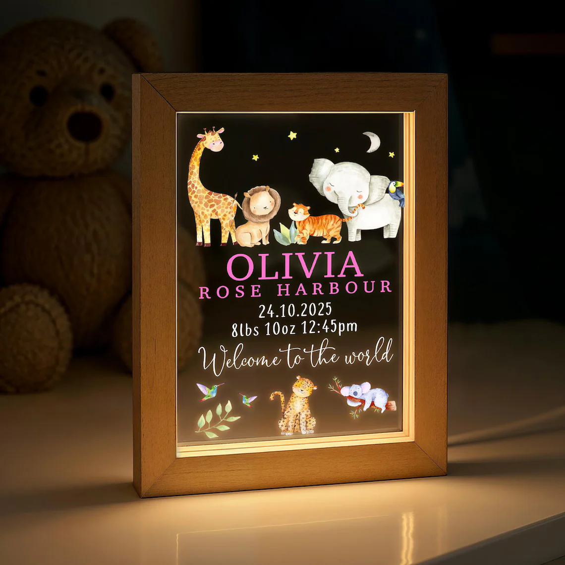 Personalized LED New Baby Night Light – Nursery Baby Girl/Boy Gift - Image 8