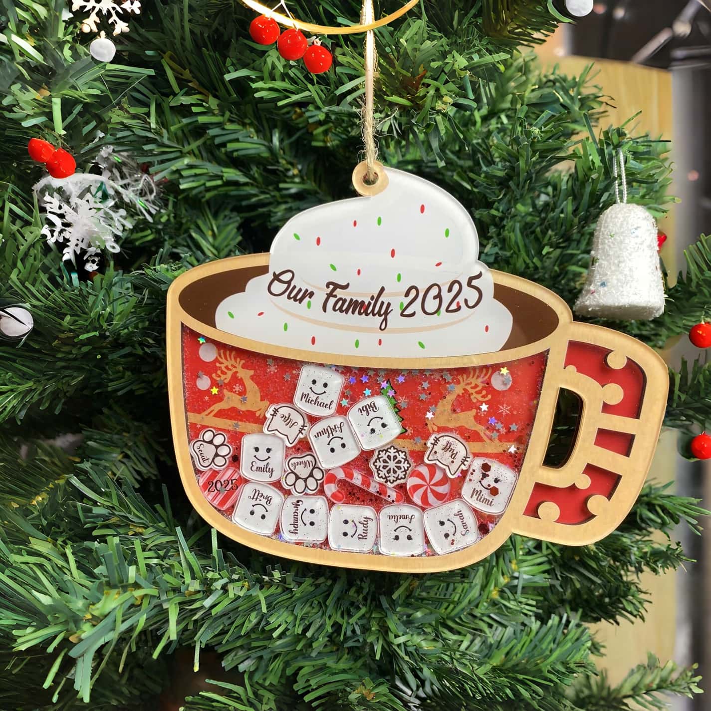 Personalized Marshmallow Family Ornament 2025 | Custom Shake Cup Christmas - Image 2