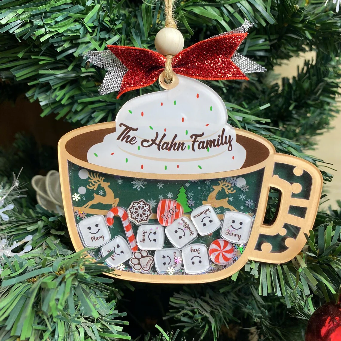 Personalized Marshmallow Family Ornament 2025 | Custom Shake Cup Christmas - Image 3