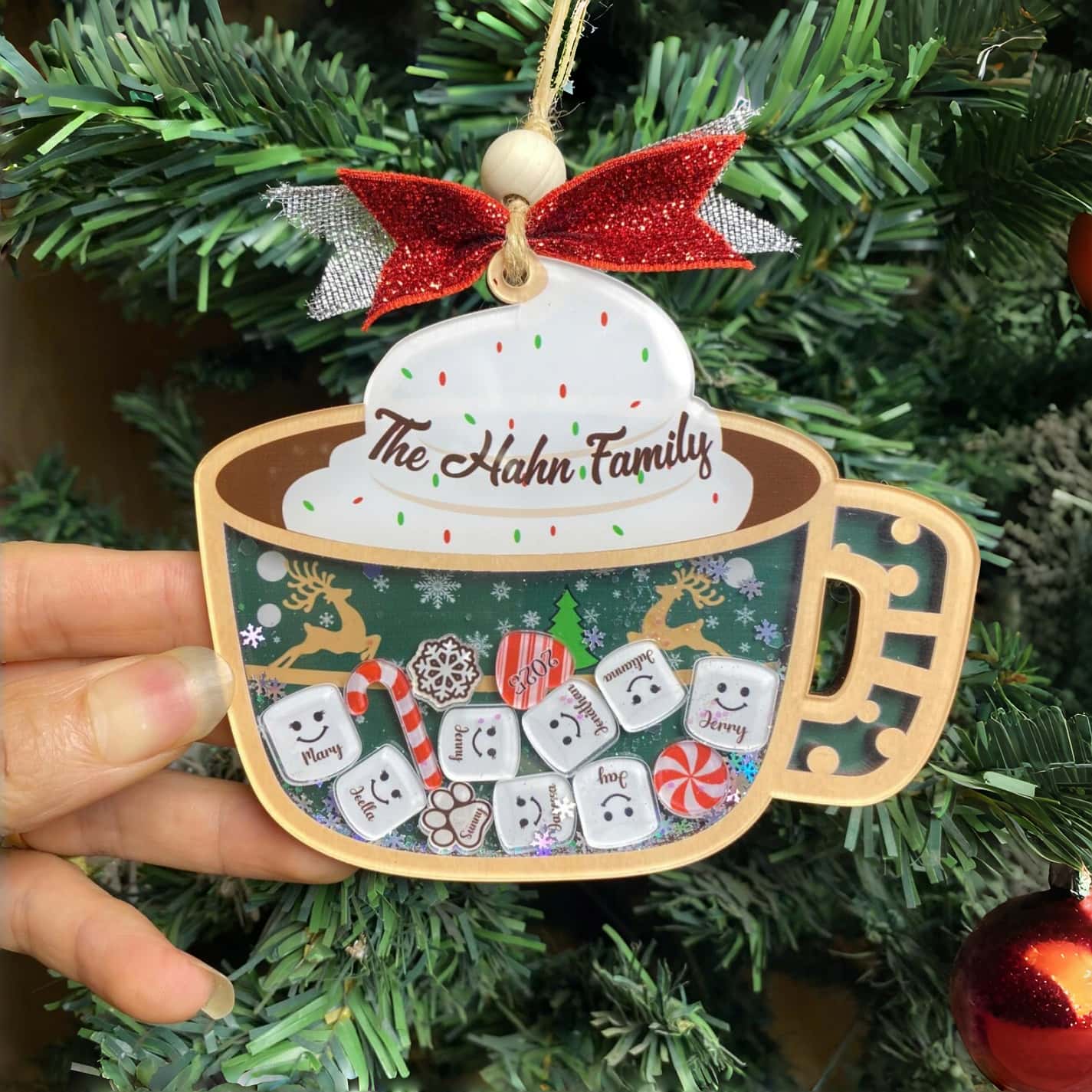Personalized Marshmallow Family Ornament 2025 | Custom Shake Cup Christmas - Image 4