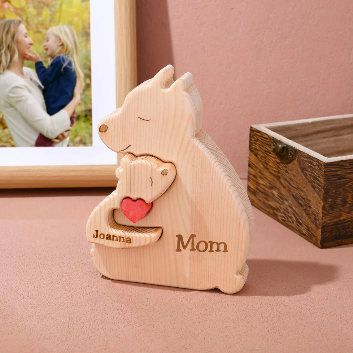 Personalized Wooden Mom & Baby Bear Puzzle – First Mother’s Day Gift - Image 4
