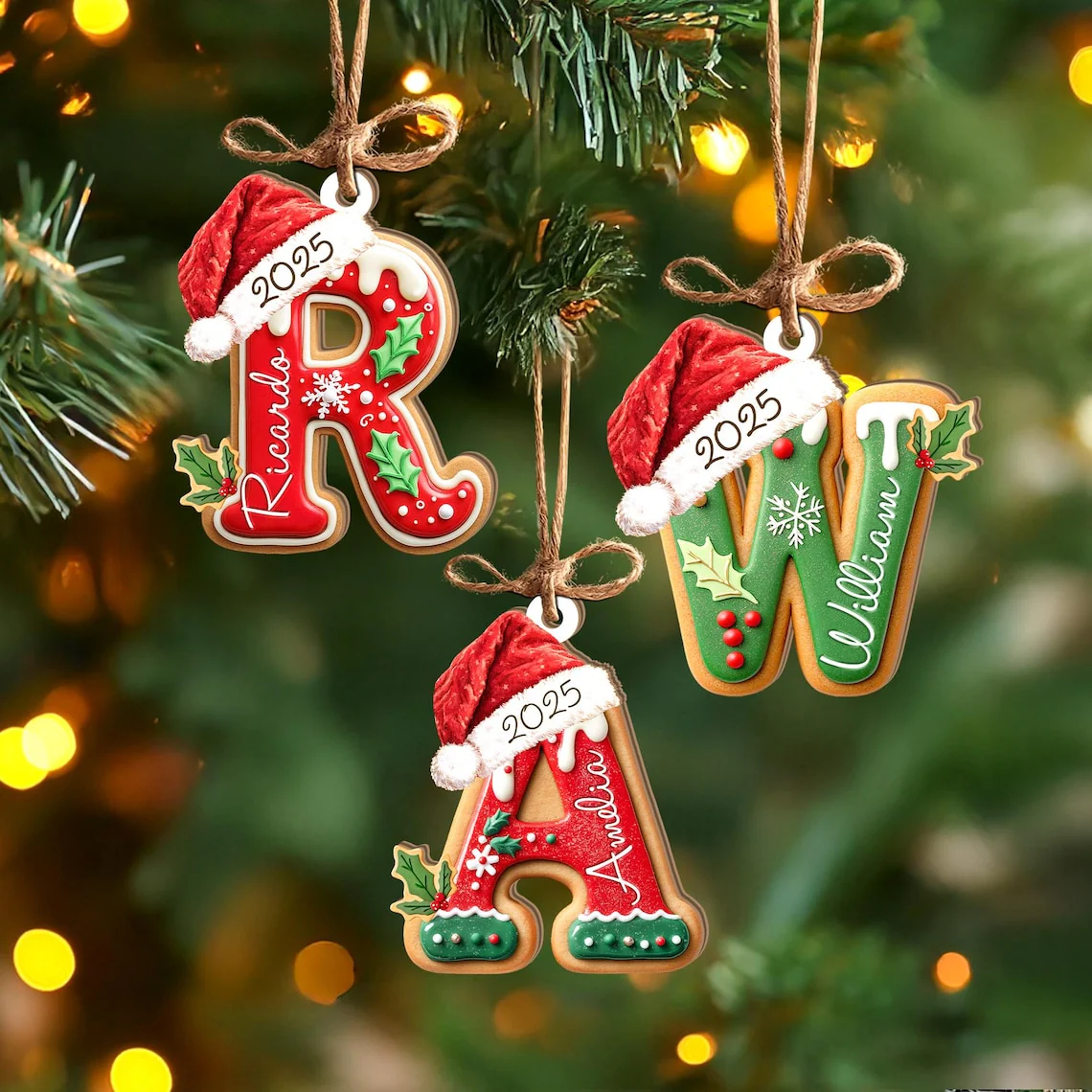 Personalized Name Gingerbread Letter Ornament | Acrylic Christmas Gift - Image 2