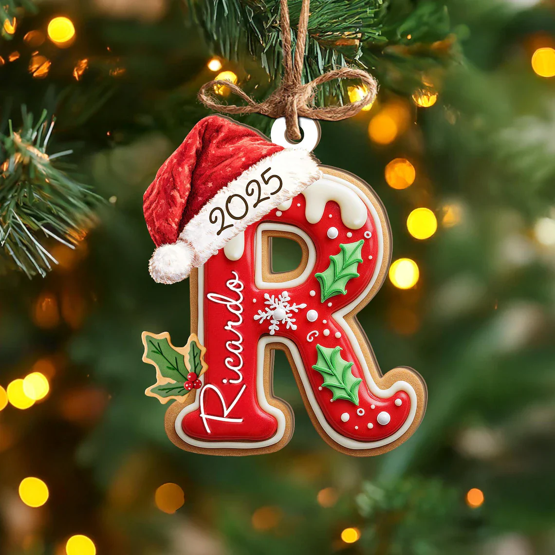 Personalized Name Gingerbread Letter Ornament | Acrylic Christmas Gift - Image 4
