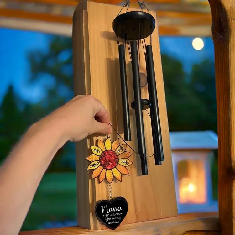 Personalized Nana Sunflower Wind Chime – Custom Grandma Gift