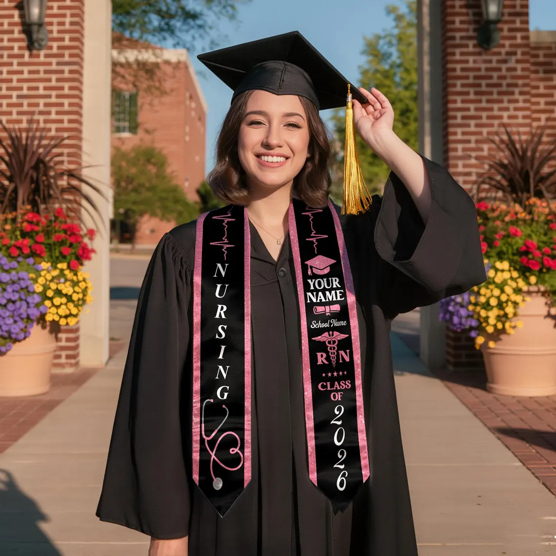 Personalized Nursing Graduation Stole – RN | BSN | MSN | Name & School - Image 3