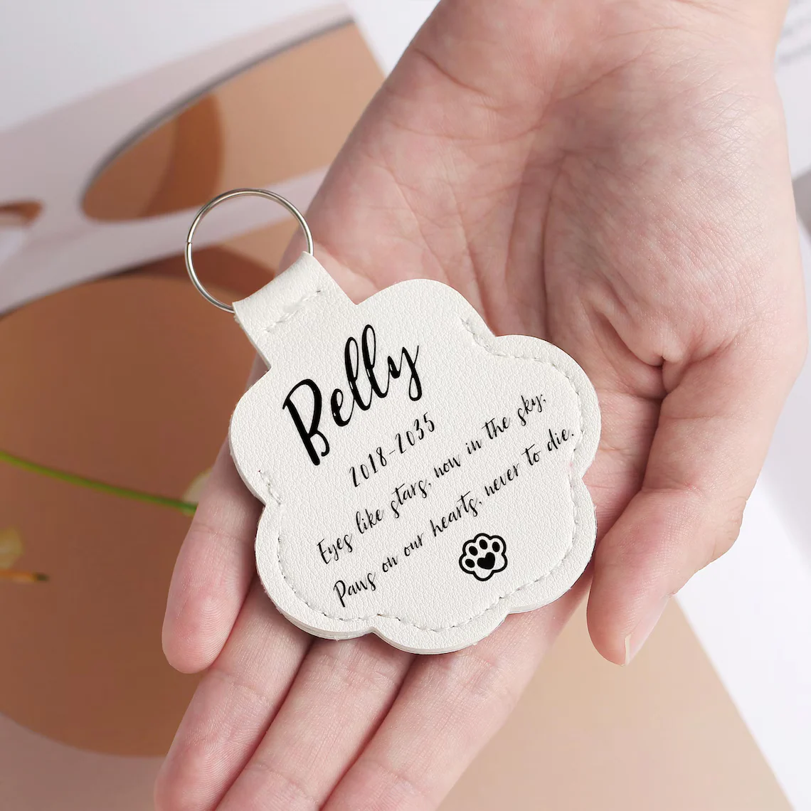 Personalized Pet Fur Memorial Keychain – Dog Cat Hair Keepsake - Image 4