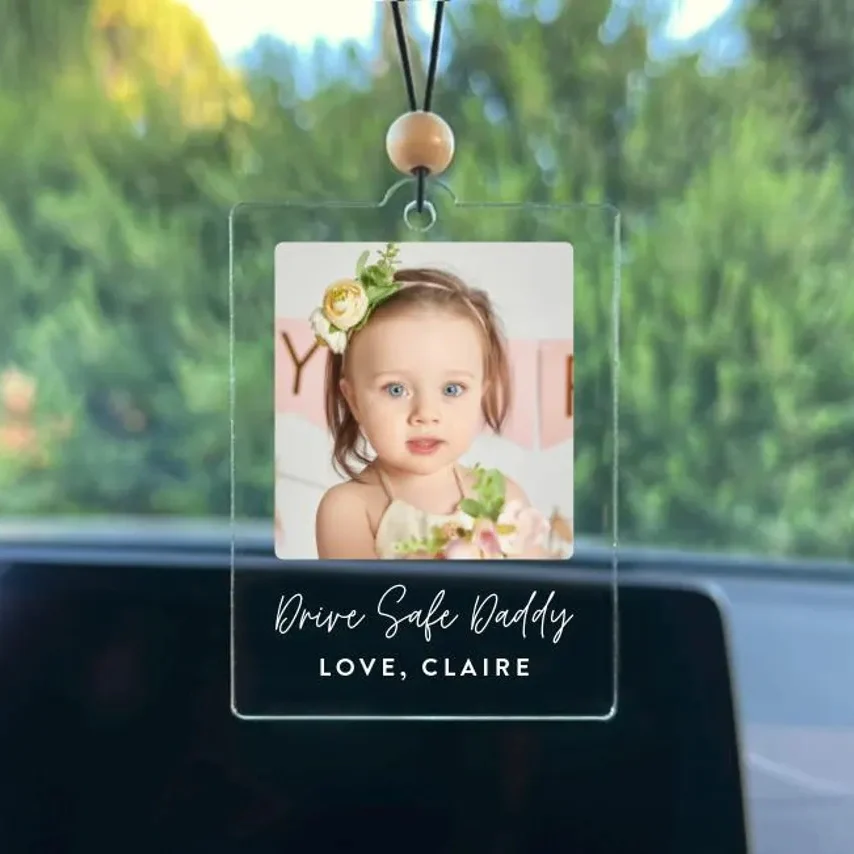 Personalized Photo Car Ornament – Custom Acrylic Rearview Mirror Gift - Image 3
