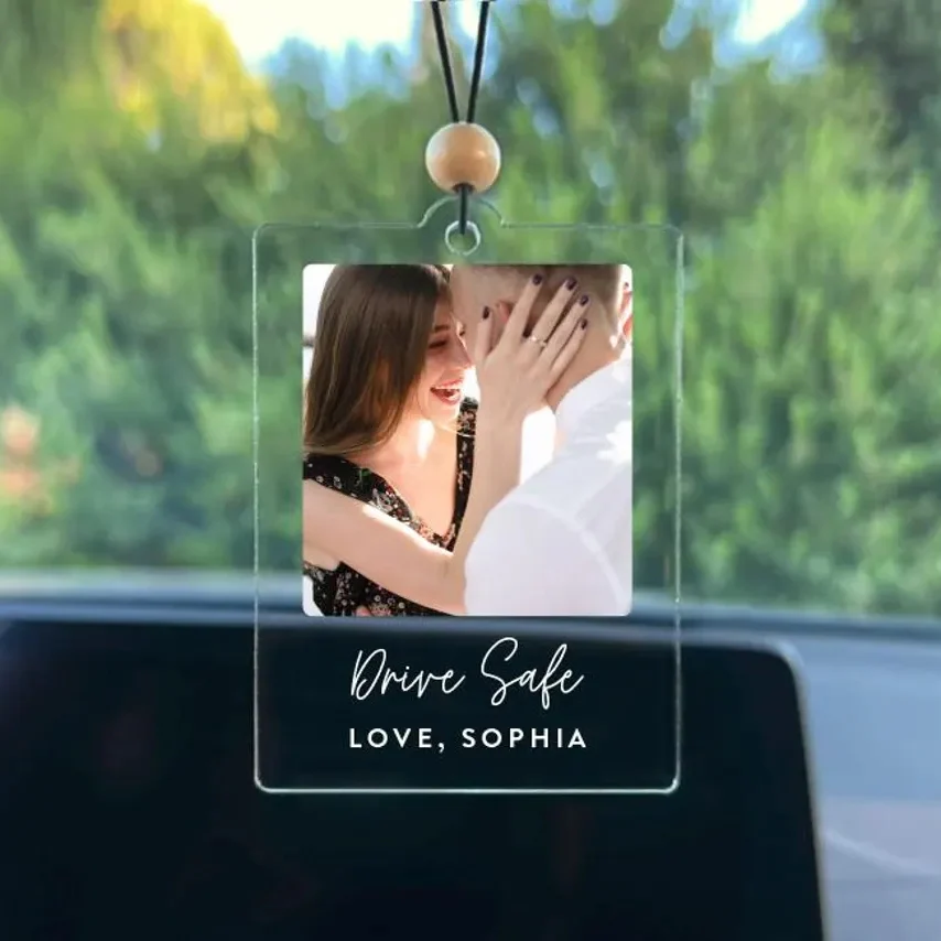 Personalized Photo Car Ornament – Custom Acrylic Rearview Mirror Gift - Image 4