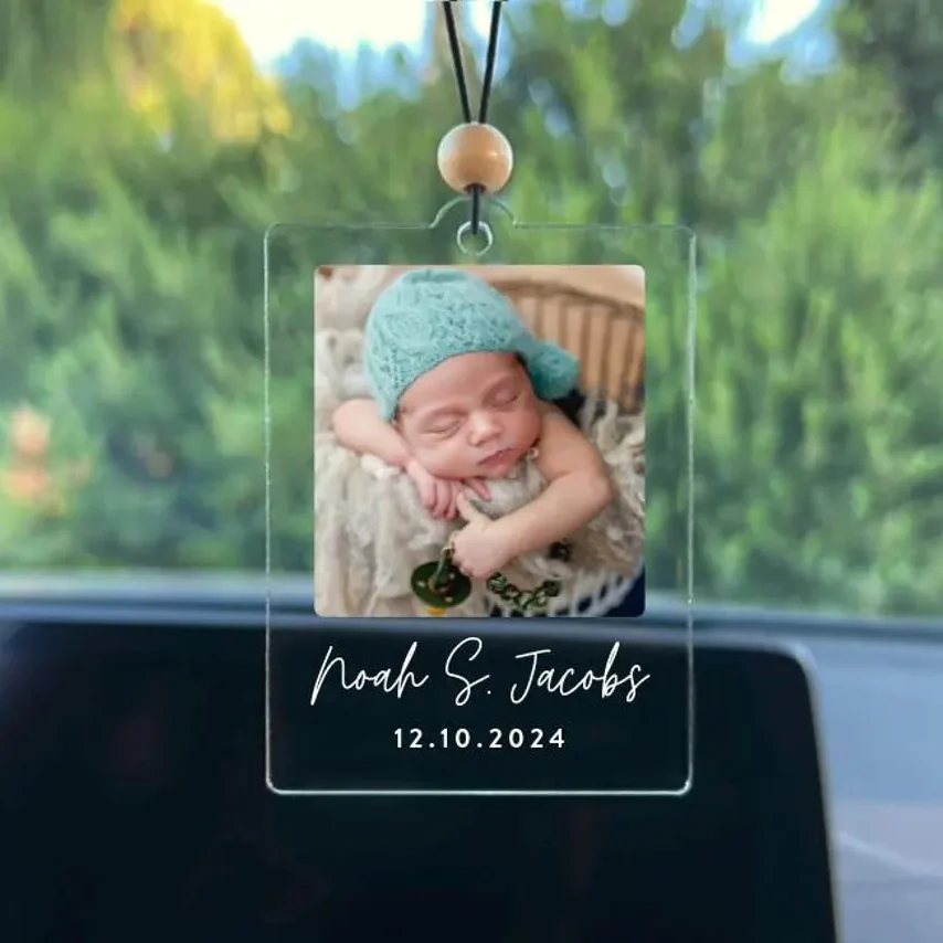 Personalized Photo Car Ornament – Custom Acrylic Rearview Mirror Gift - Image 6
