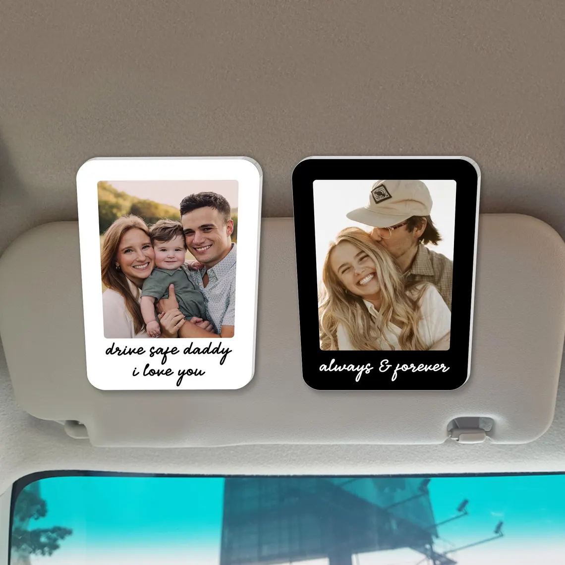 Personalized Photo Car Visor Clip for Dad – Drive Safe Gift - Image 3