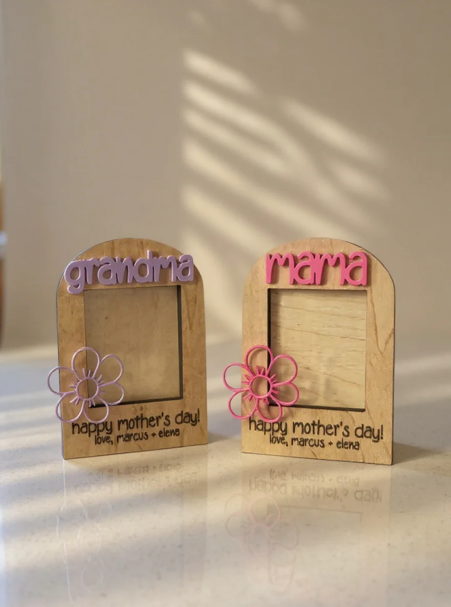 Personalized Photo Frame Magnet – Engraved Flower Gift for Mom - Image 4