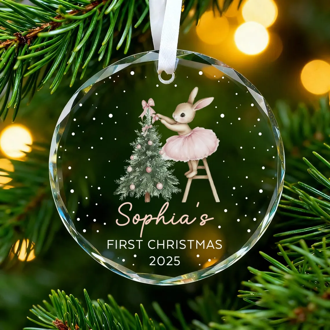 Personalized Pink Bunny Christmas Ornament | Baby Girl Keepsake - Image 4