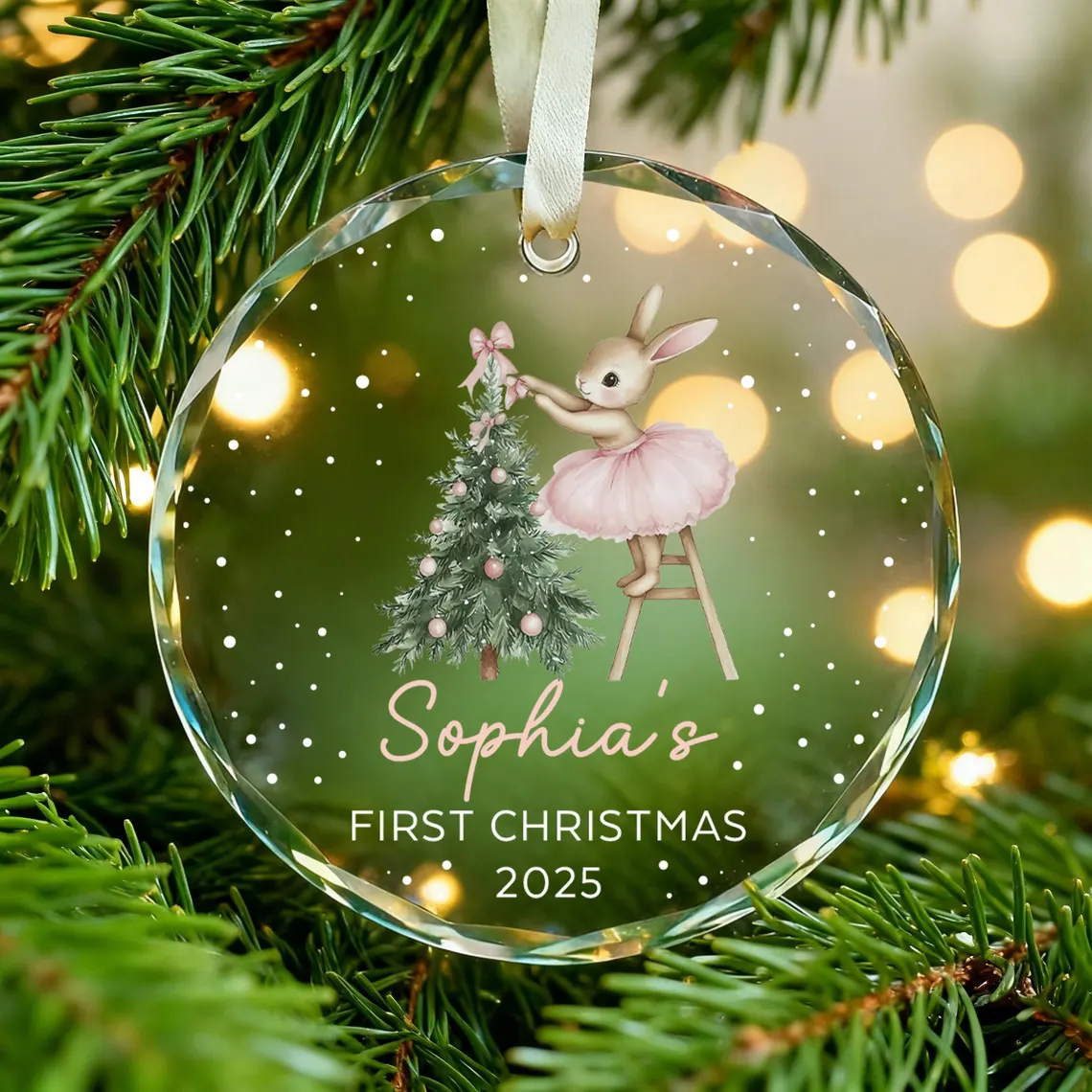 Personalized Pink Bunny Christmas Ornament | Baby Girl Keepsake - Image 5