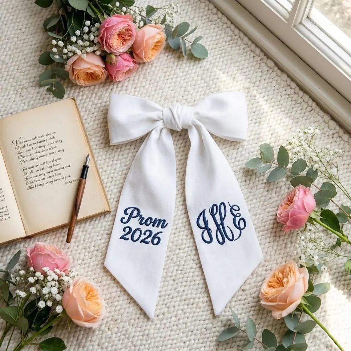 Personalized Prom Bouquet Sash – Custom Embroidered Ribbon - Image 2