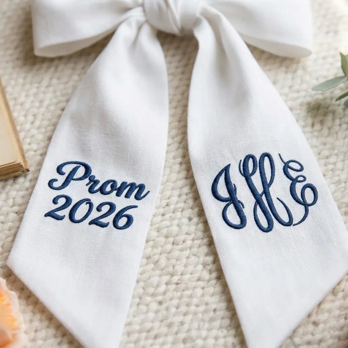 Personalized Prom Bouquet Sash – Custom Embroidered Ribbon - Image 3
