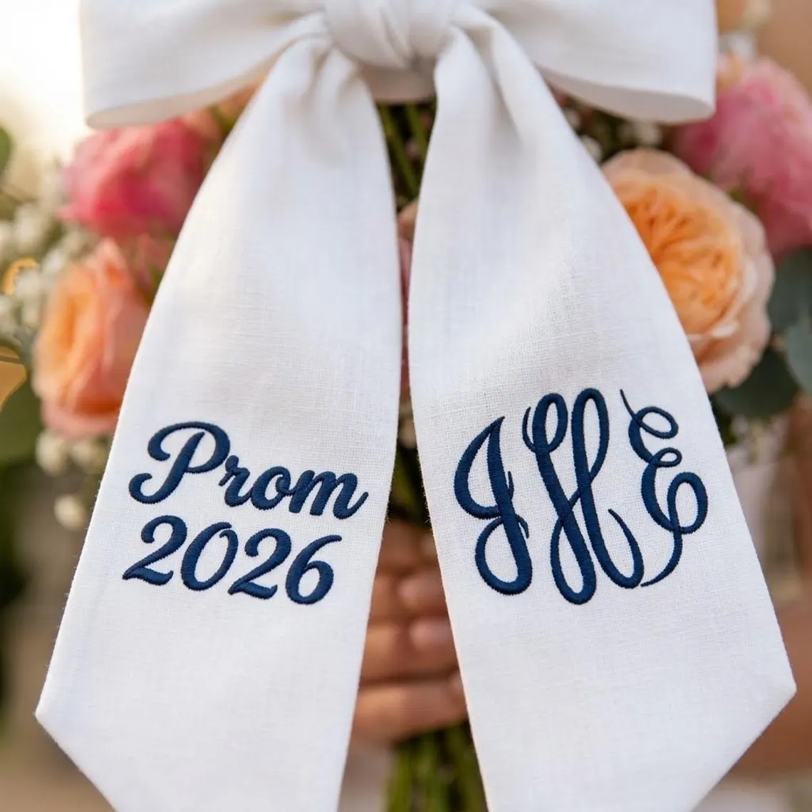 Personalized Prom Bouquet Sash – Custom Embroidered Ribbon - Image 4