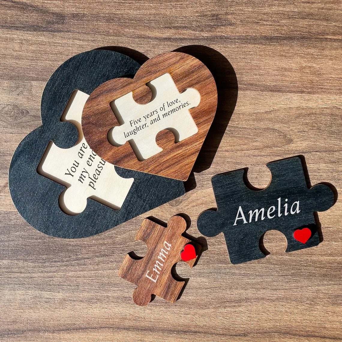 Personalized Puzzle Heart Sign – Couples Valentine Home Decor Gift - Image 3