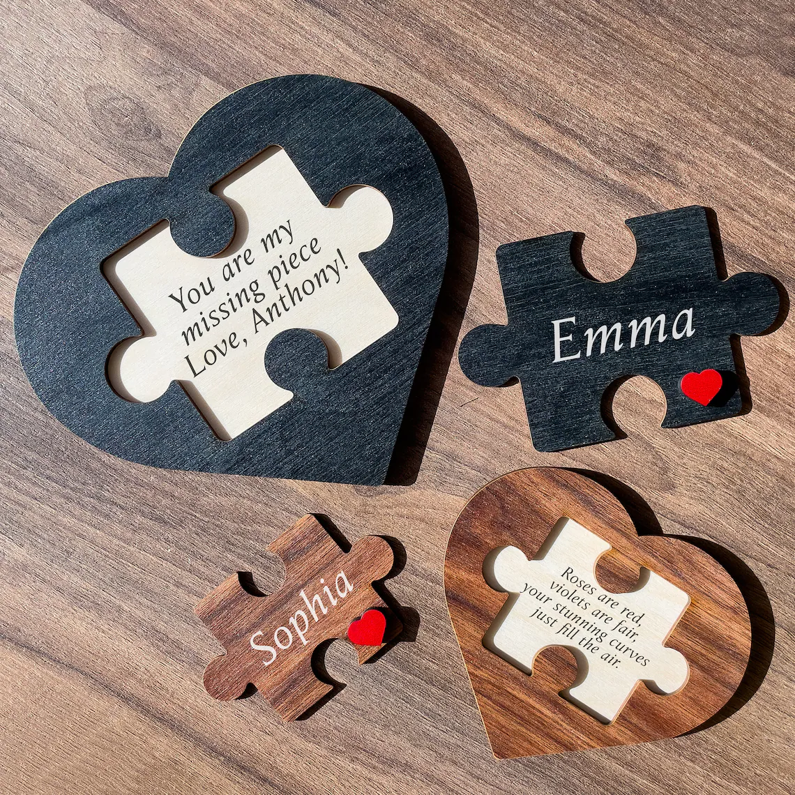 Personalized Puzzle Heart Sign – Couples Valentine Home Decor Gift - Image 4