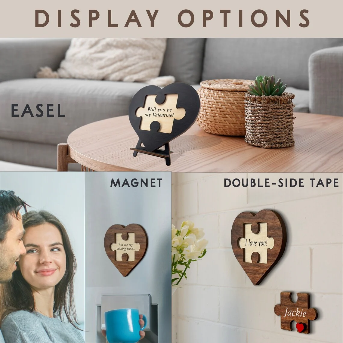 Personalized Puzzle Heart Sign – Couples Valentine Home Decor Gift - Image 5