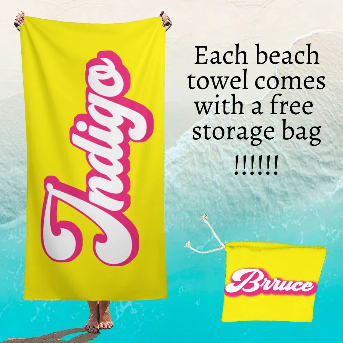 Personalized Name Quick Dry Soft Colorful Beach Towel - Image 6