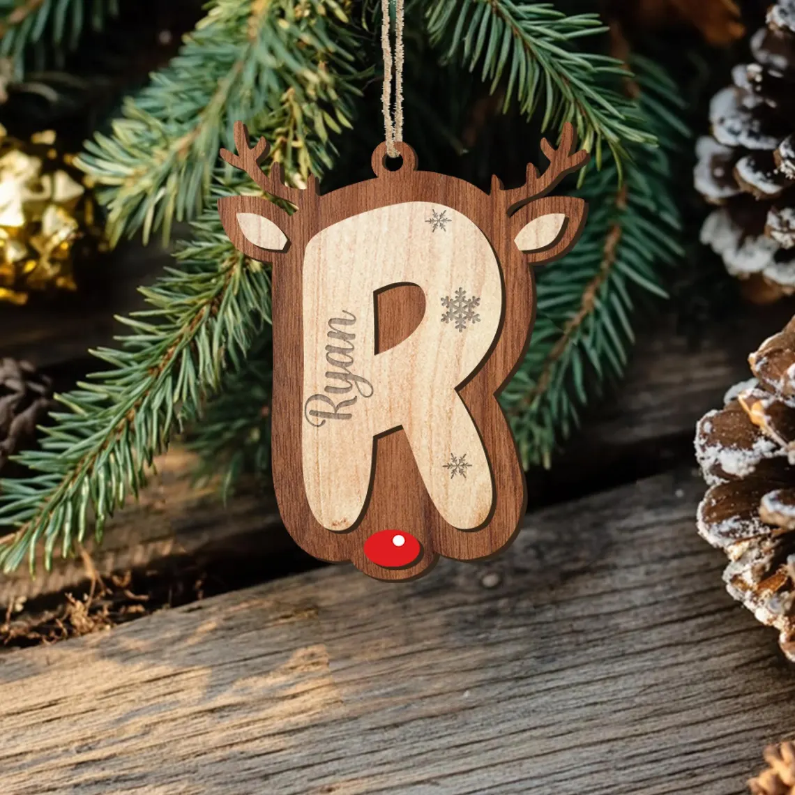 Personalized Reindeer Christmas Name Ornament – Family Holiday Decor - Image 3