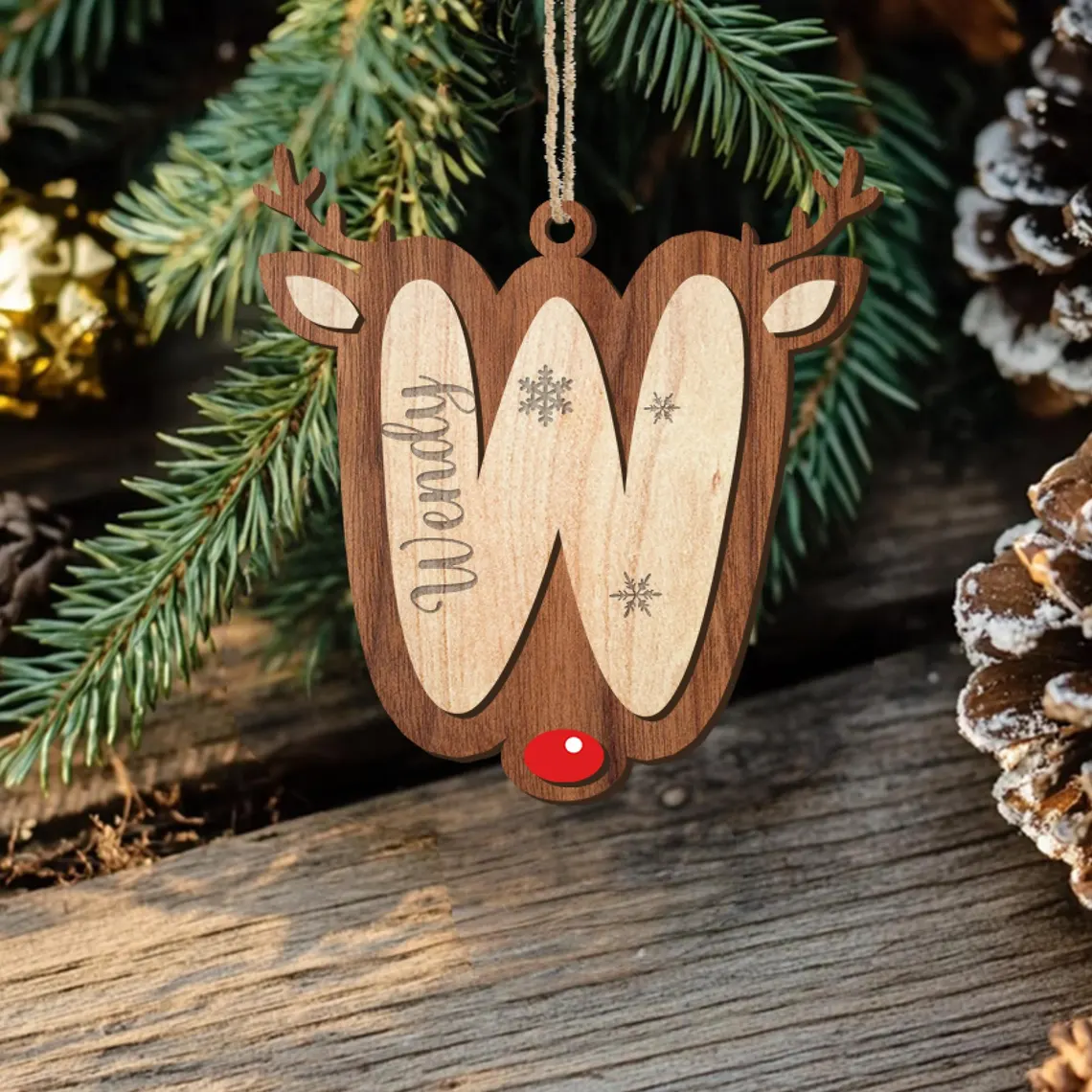 Personalized Reindeer Christmas Name Ornament – Family Holiday Decor - Image 5