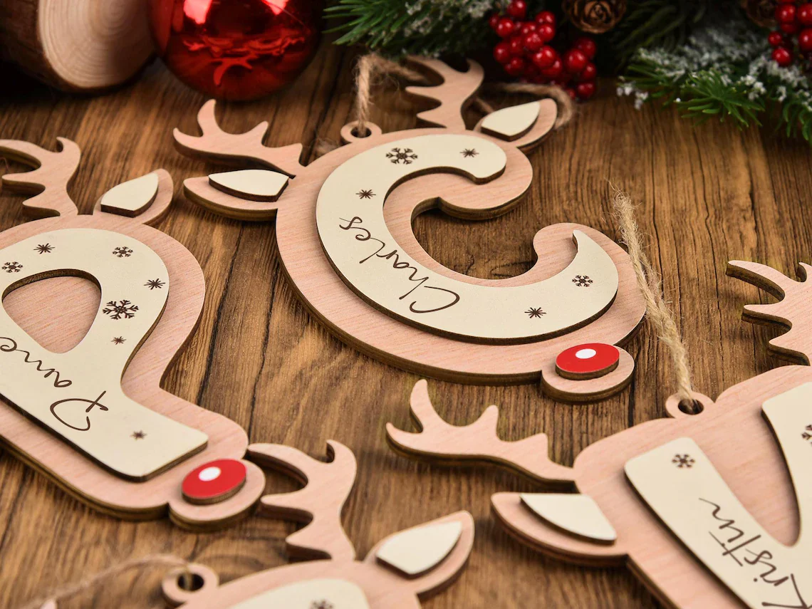 Personalized Reindeer Letter Ornament | Christmas Stocking Tag - Image 5