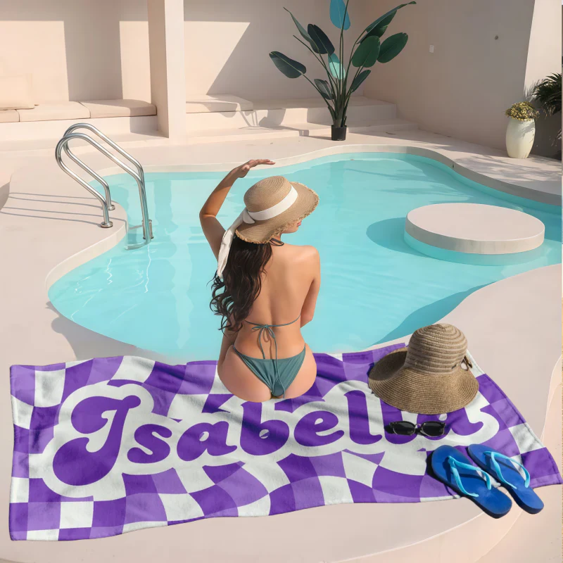 Personalized Retro Checker Beach Towel | Custom Kids & Bridesmaid Gifts - Image 5