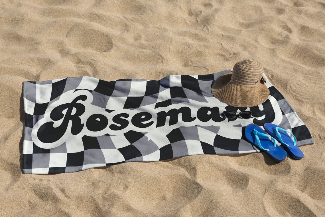 Personalized Retro Checker Beach Towel | Custom Kids & Bridesmaid Gifts - Image 7