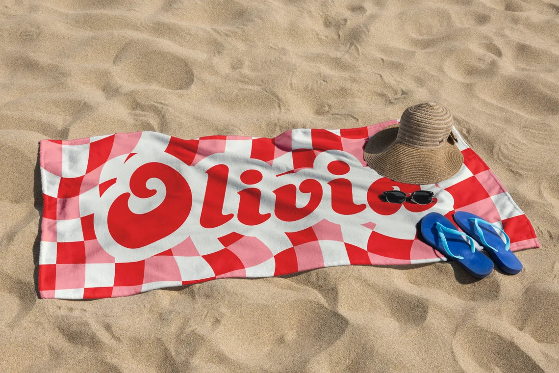 Personalized Retro Checker Beach Towel | Custom Kids & Bridesmaid Gifts - Image 8