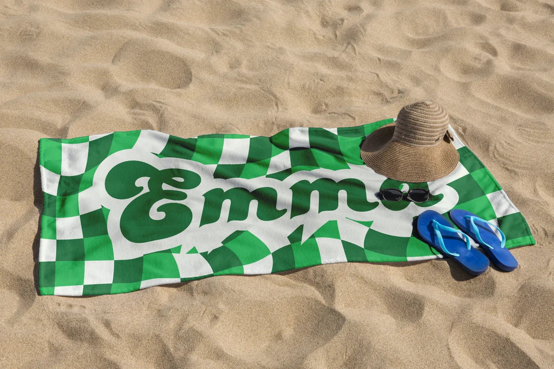 Personalized Retro Checker Beach Towel | Custom Kids & Bridesmaid Gifts - Image 9