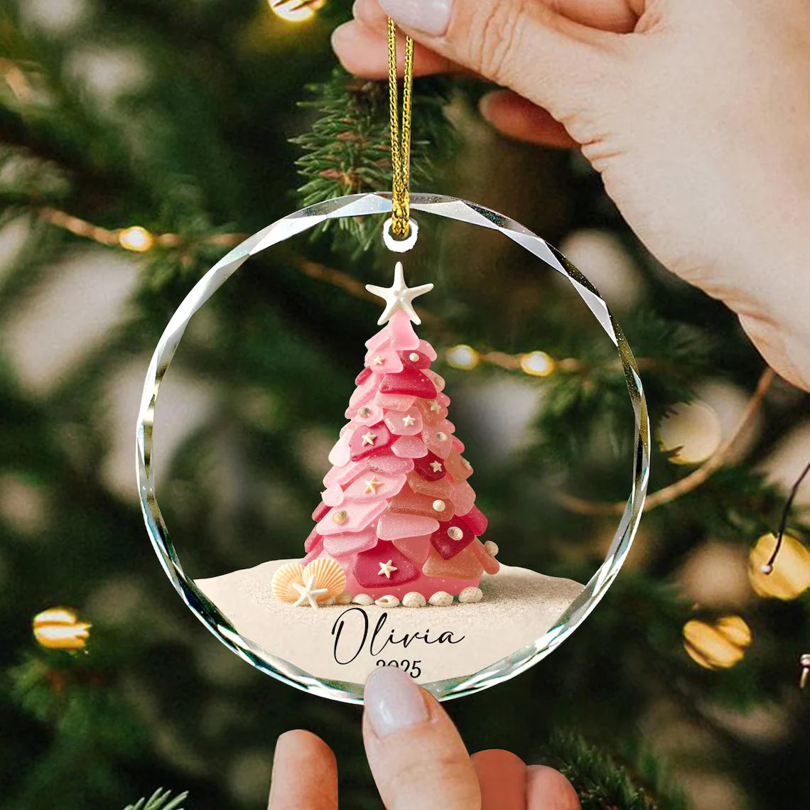 Personalized Seaglass Christmas Ornament | Ocean Glass Keepsake - Image 2