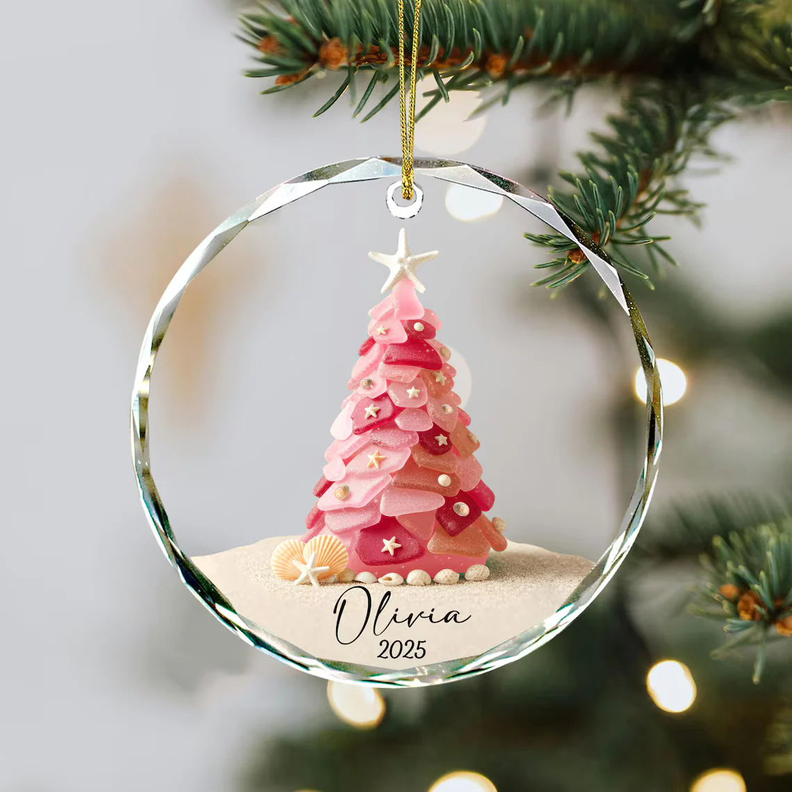 Personalized Seaglass Christmas Ornament | Ocean Glass Keepsake - Image 5