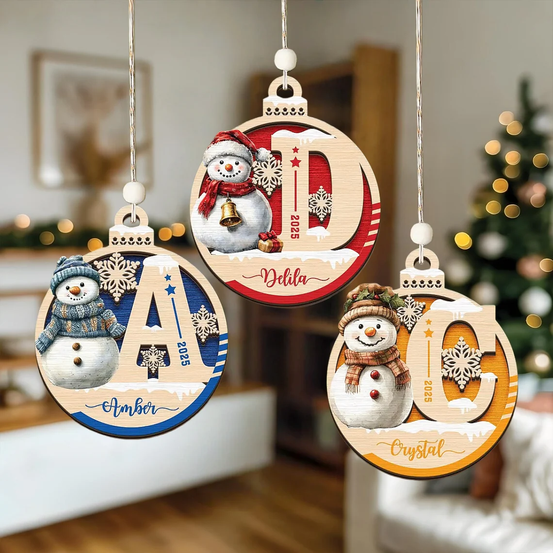 Personalized Snowman Christmas Ornament – Custom Name Gift for Kids