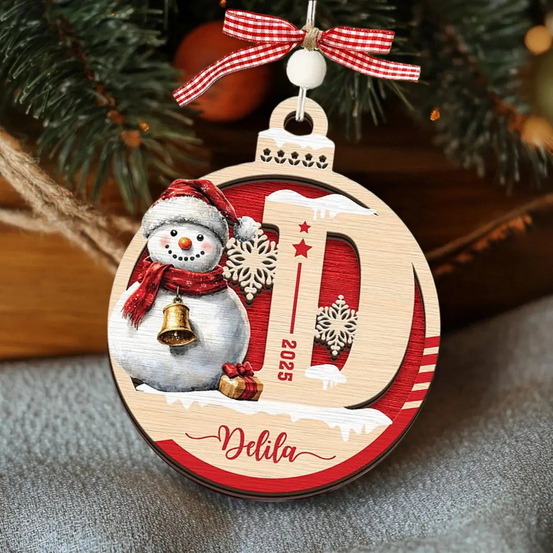 Personalized Snowman Christmas Ornament – Custom Name Gift for Kids - Image 2