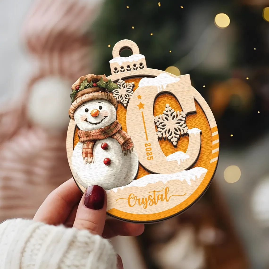 Personalized Snowman Christmas Ornament – Custom Name Gift for Kids - Image 3