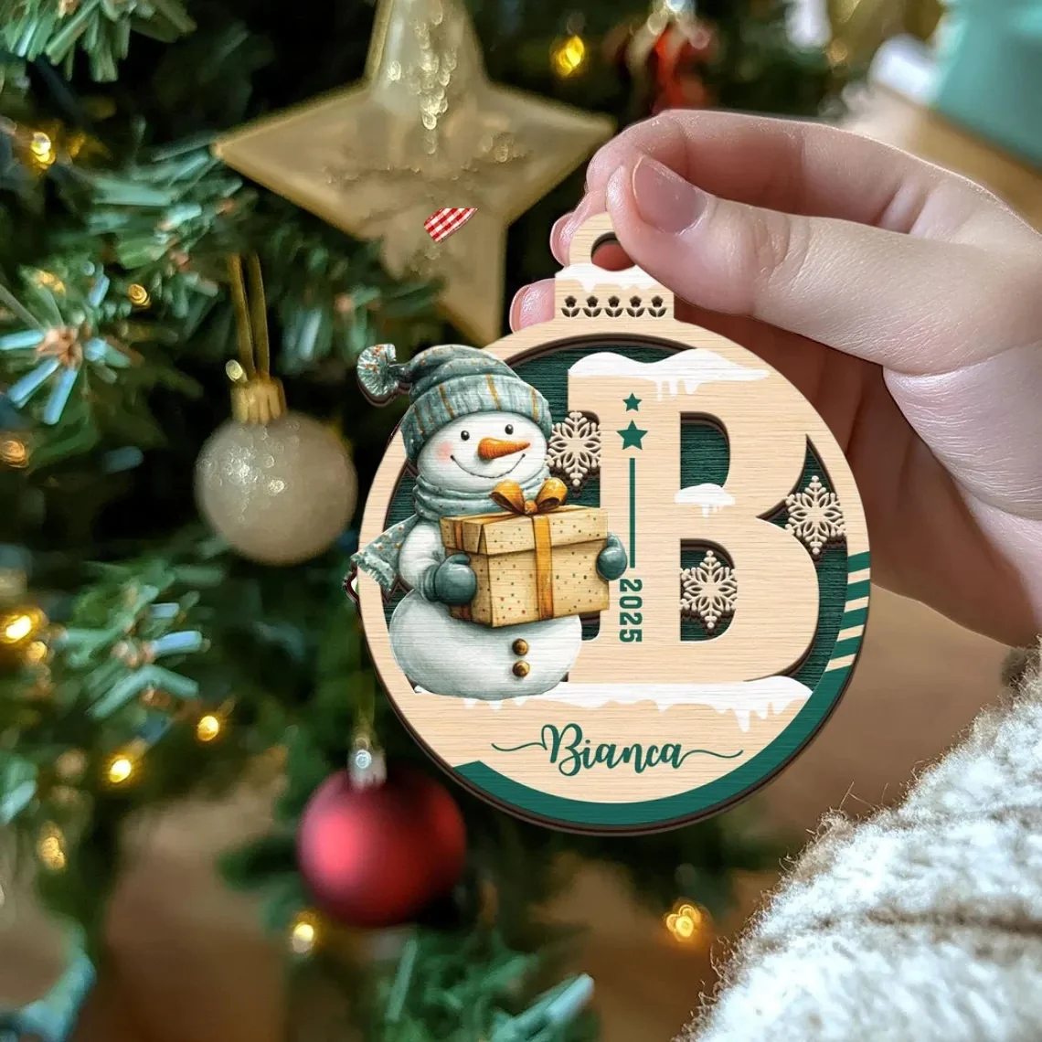 Personalized Snowman Christmas Ornament – Custom Name Gift for Kids - Image 4
