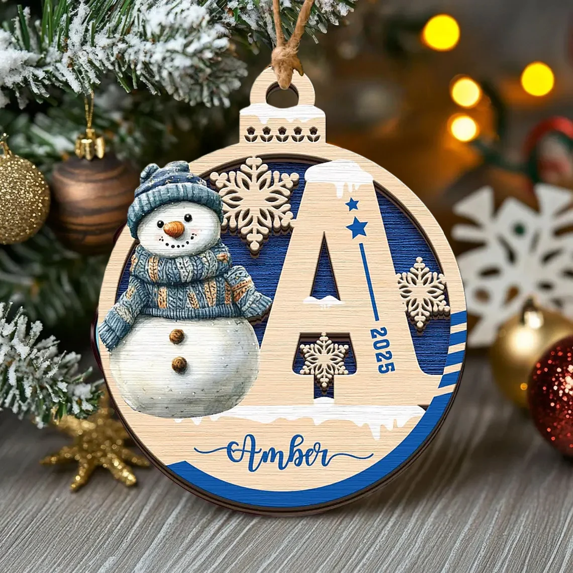 Personalized Snowman Christmas Ornament – Custom Name Gift for Kids - Image 5