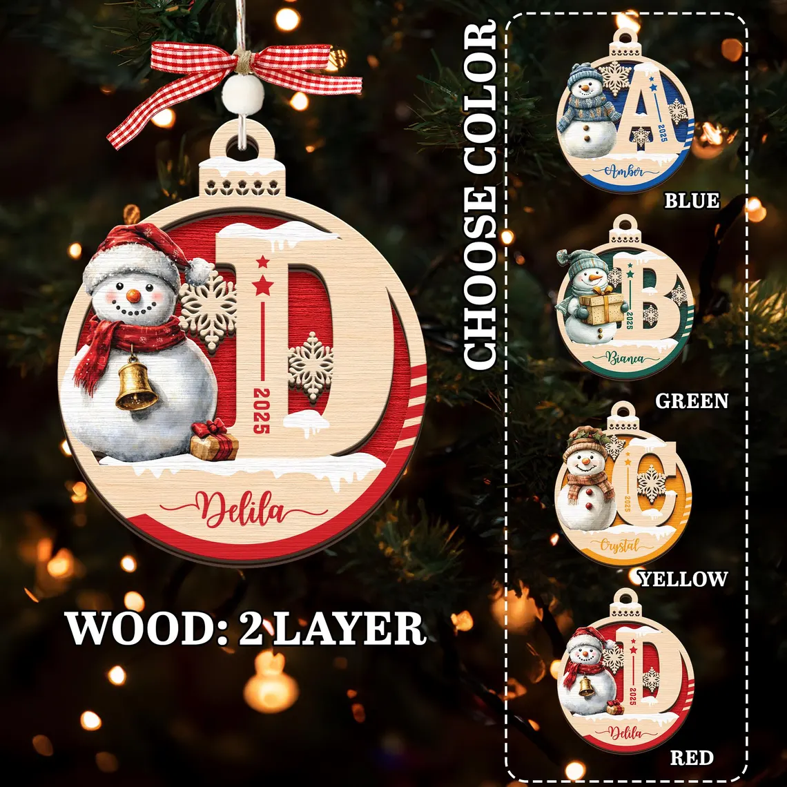 Personalized Snowman Christmas Ornament – Custom Name Gift for Kids - Image 7