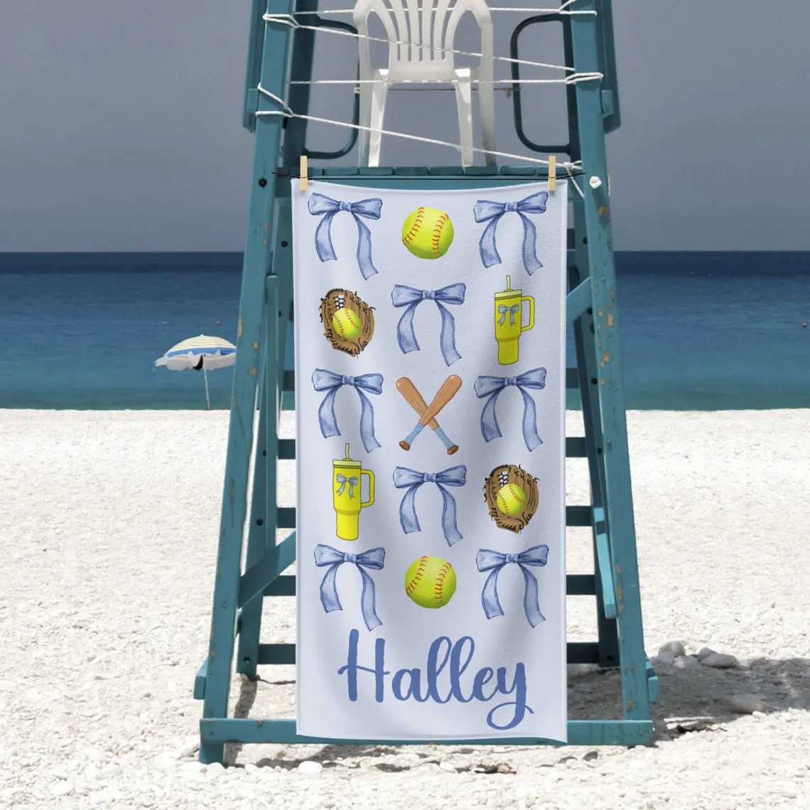 Custom Softball Beach Towel – Personalized Name & Number Gift - Image 3