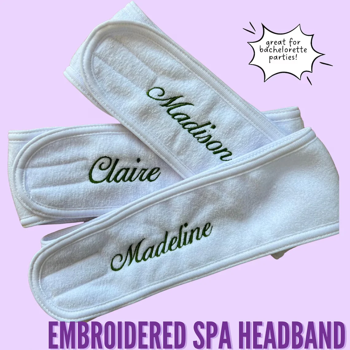 Personalized Embroidered Spa Headband | Face Wash Wrap - Image 4
