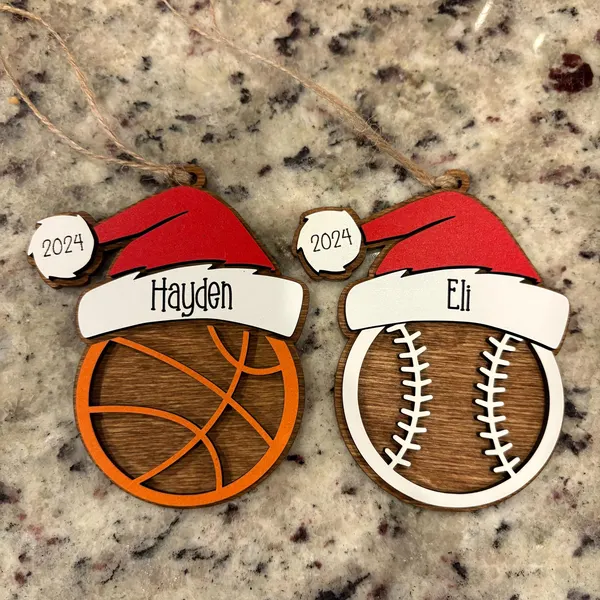 Personalized Sports Ornament – Custom Name & Year, Wood Christmas Gift - Image 2