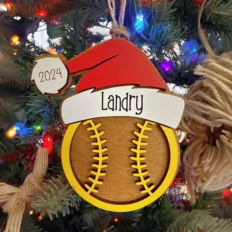 Personalized Sports Ornament – Custom Name & Year, Wood Christmas Gift - Image 3