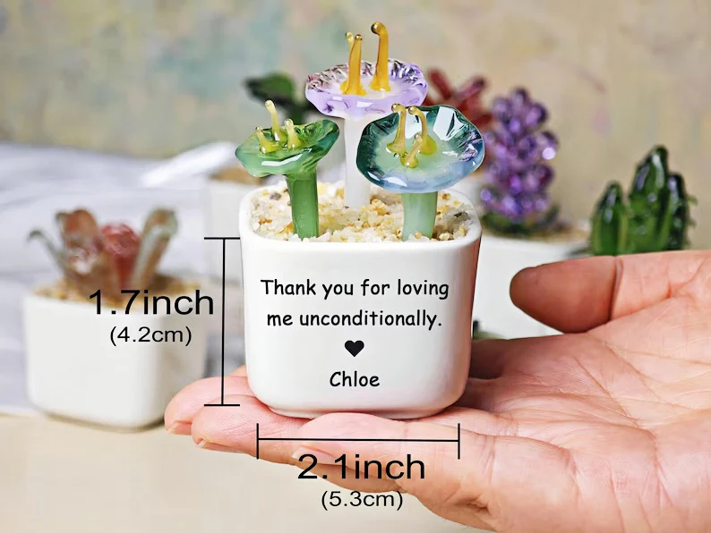 Personalized Stained Glass Sunflower Pot Gift - Image 6