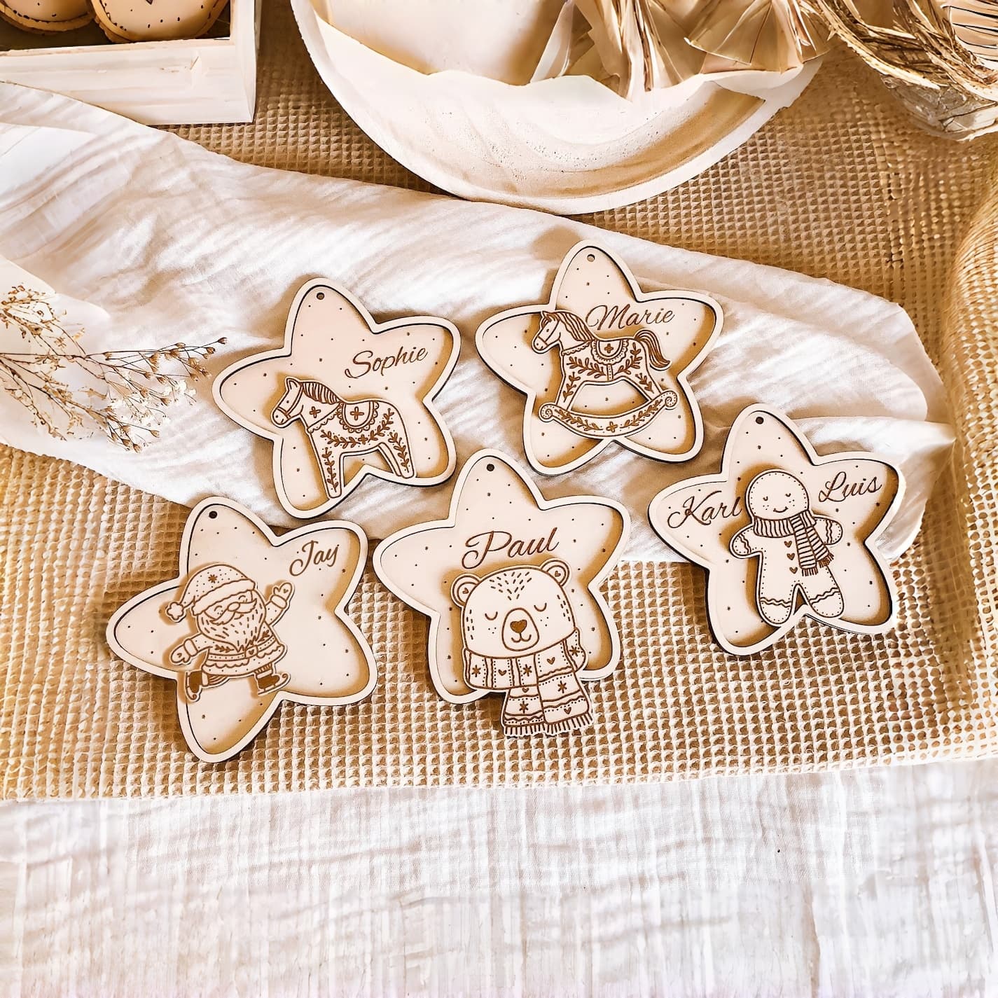 Personalized Star Christmas Ornament – Santa, Bear, Horse & Gingerbread - Image 2