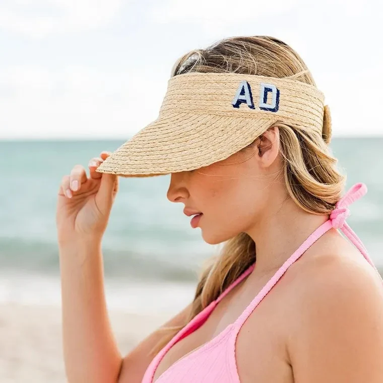 Personalized Straw Visor – Custom Monogram Beach Hat - Image 5