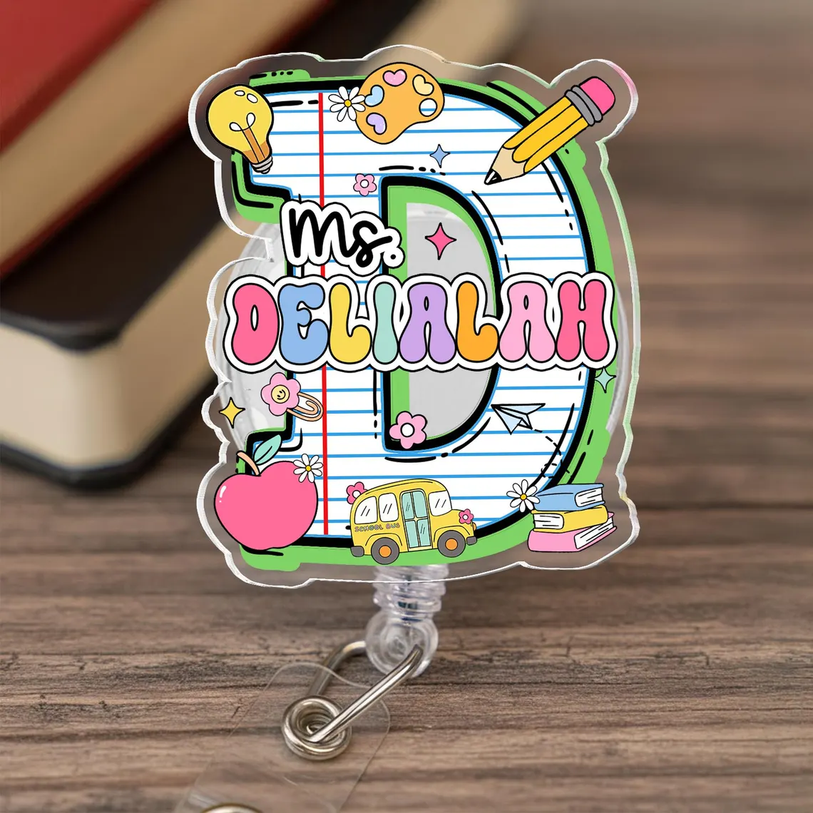 Personalized Teacher Badge Reel Set of 2 Custom ID Clip Gift - Image 6