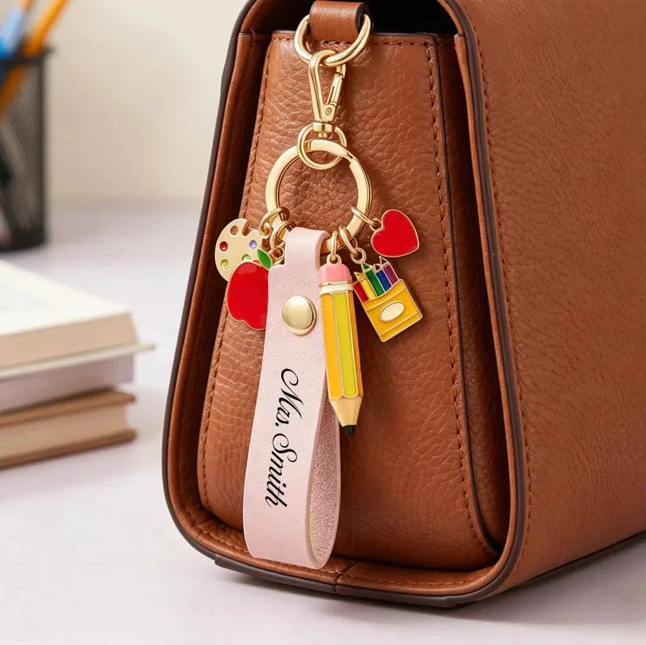 Personalized Teacher Keychain Set (2pcs) | Custom Name Gift