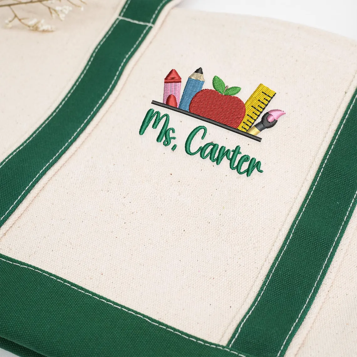 Personalized Teacher Tote Bag Embroidered Canvas Gift - Image 5