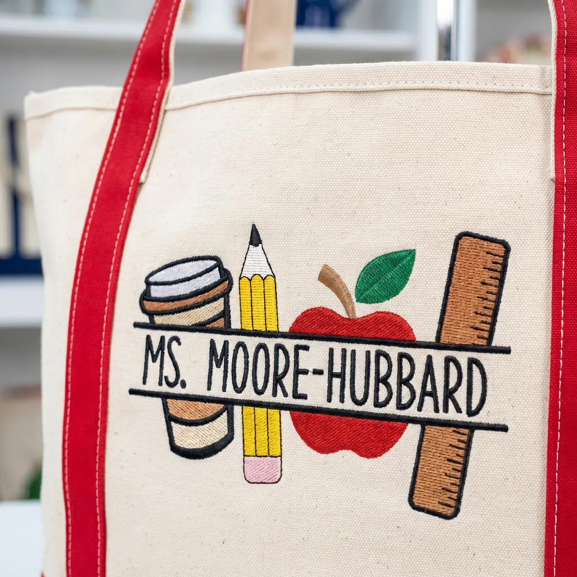 Personalized Teacher Tote Bag – Custom Name Embroidered Gift - Image 4